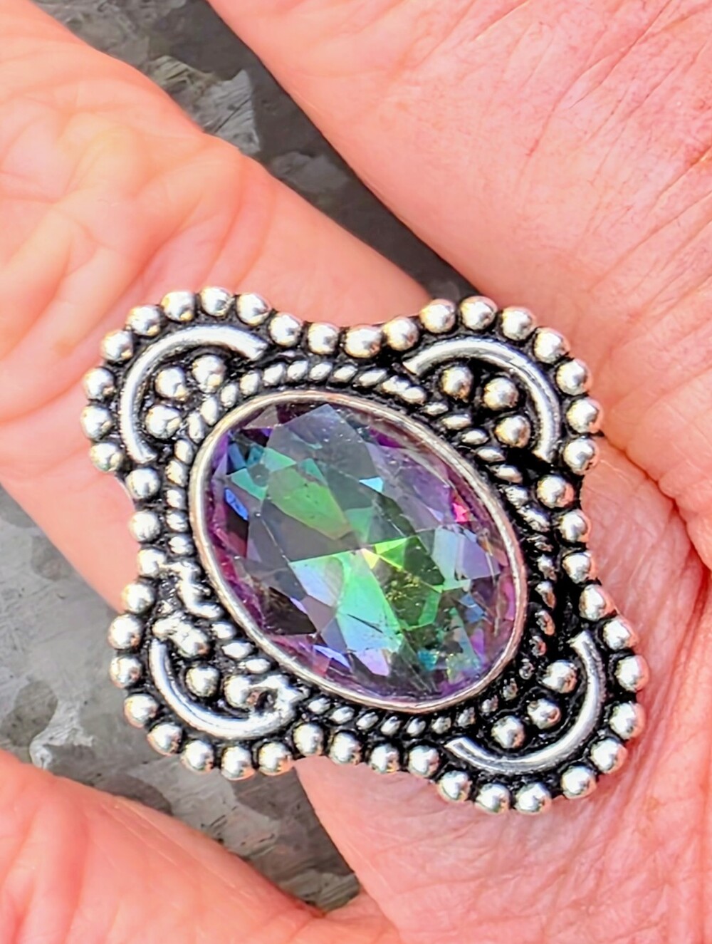 Mystic Topaz Faceted Gemstone Ring In 925 Sterling Silver (7)